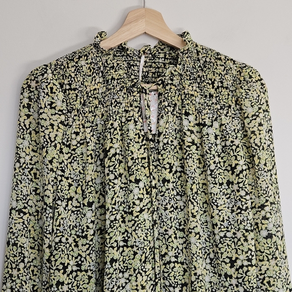 Free People Lela Floral Smocked Ruffle Blouse Floral XS - Picture 5 of 12